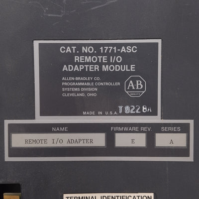Used Allen Bradley 1771-ASC Series A Remote I/O Adapter Module, Firmware Rev E