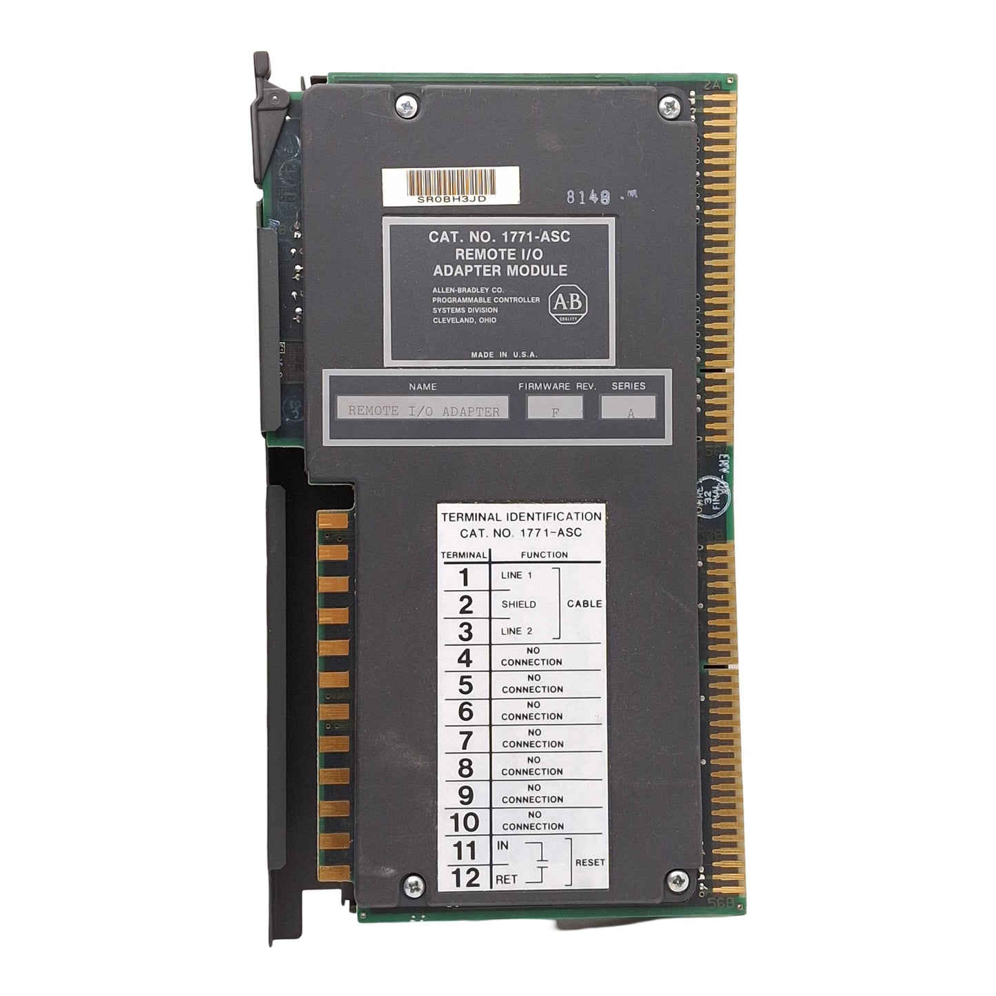 Used Allen Bradley 1771-ASC Series A Remote I/O Adapter Module, Firmware Rev F