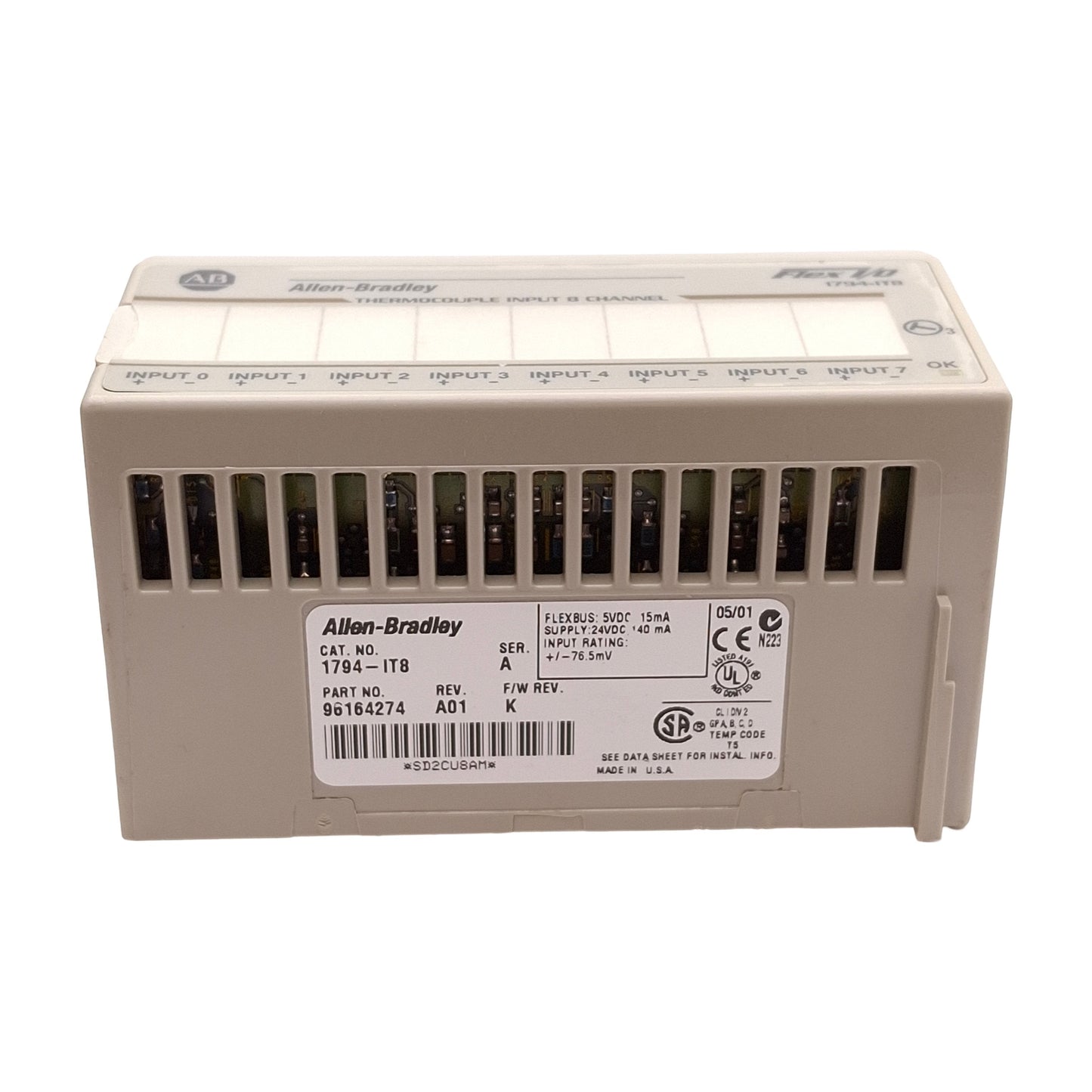 Used Allen Bradley 1794-IT8 Thermocouple/mV Input Module, 8-channel, ±76.5mV Input