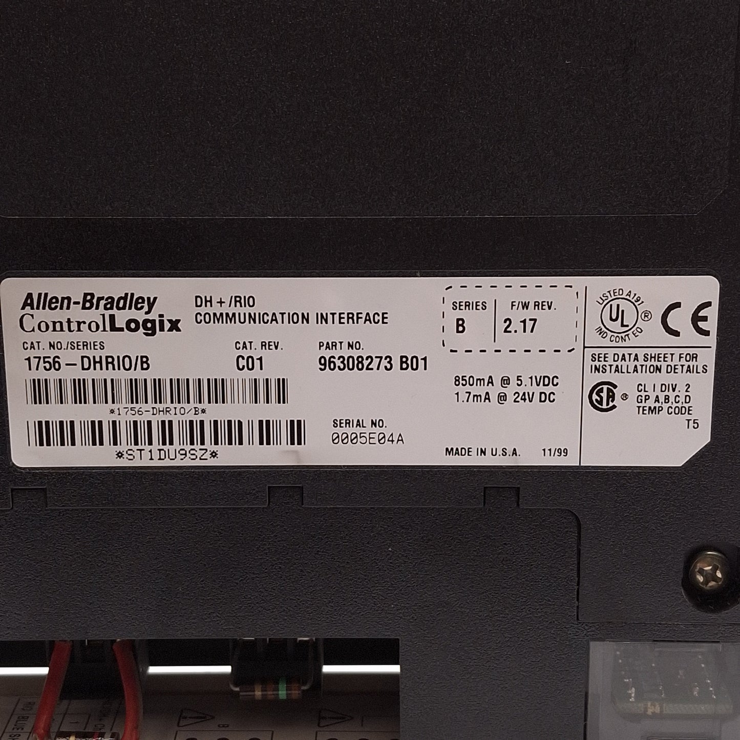Used Allen Bradley 1756-DHRIO/B ControlLogix Communication Interface, FW Rev 2.17