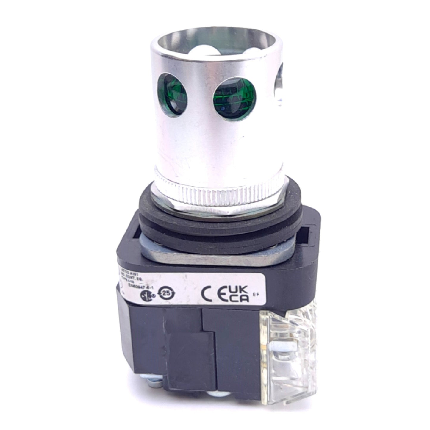 Used Allen Bradley 800T-PBH16G Pushbutton Switch w/ Guard, ø30mm,1NO 1NC, 600VAC 10A