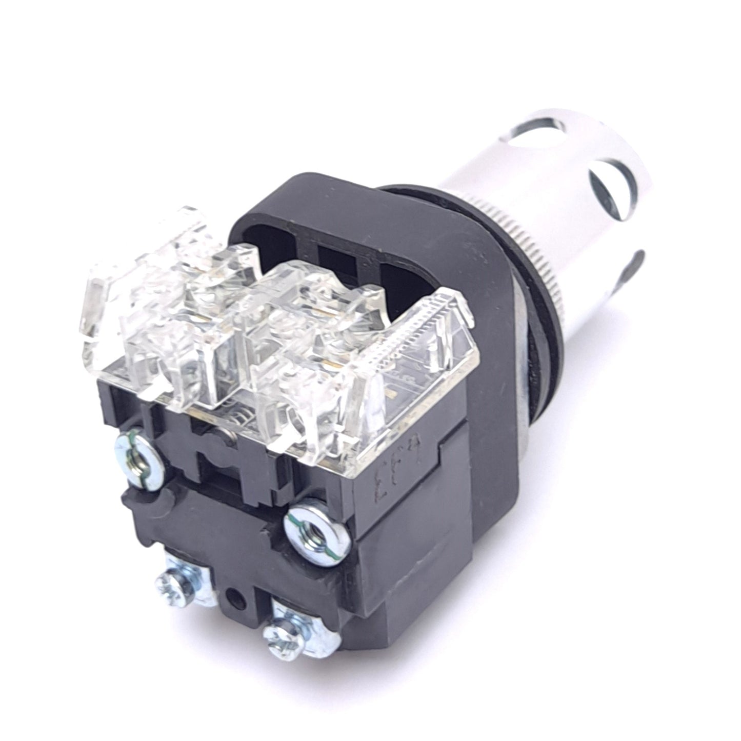 Used Allen Bradley 800T-PBH16G Pushbutton Switch w/ Guard, ø30mm,1NO 1NC, 600VAC 10A