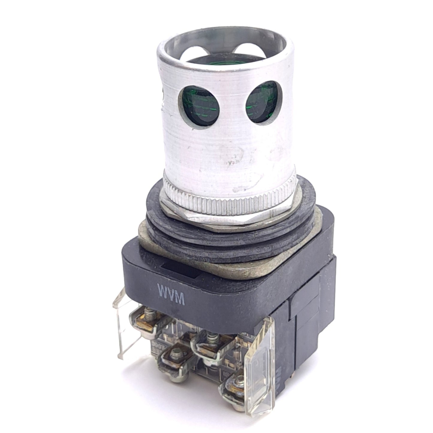 Used Allen Bradley 800T-PB16G Pushbutton Switch w/ Guard, ø30mm,1NO 1NC, 600VAC 10A