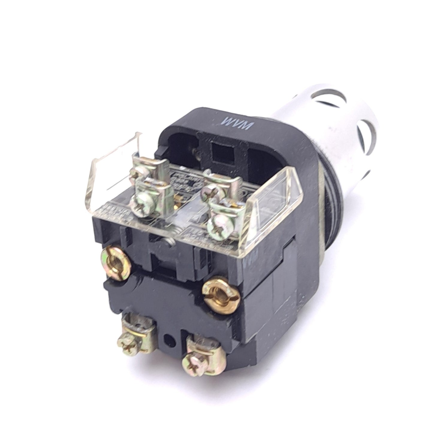 Used Allen Bradley 800T-PB16G Pushbutton Switch w/ Guard, ø30mm,1NO 1NC, 600VAC 10A