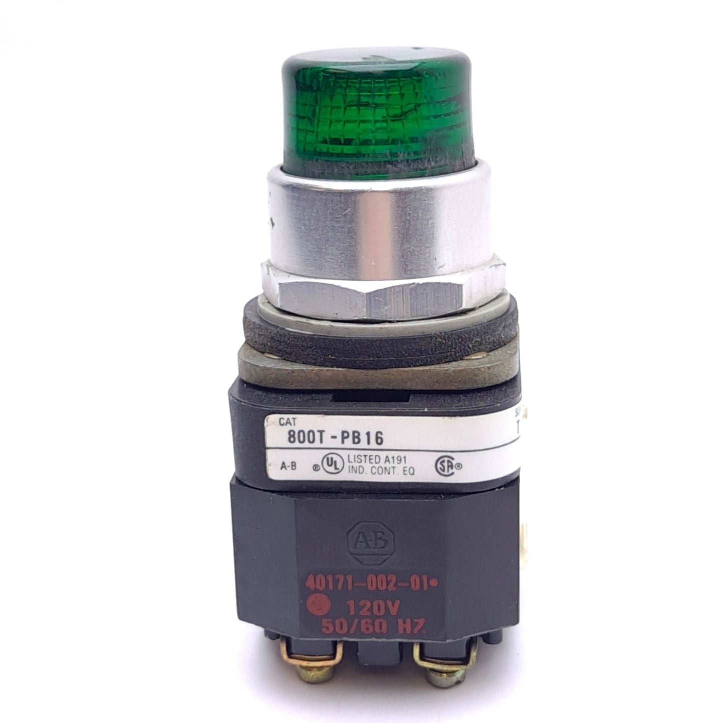 Used Allen Bradley 800T-PB16G Green Pushbutton Switch, ø30mm,1NO 1NC, 600VAC 10A