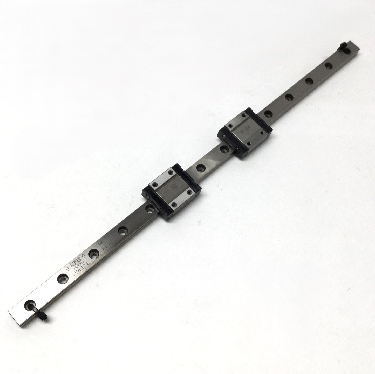 Used IKO LWL12B Ball Bearing Slide Carriage Blocks (x2) on 350mm Linear Guide Rail