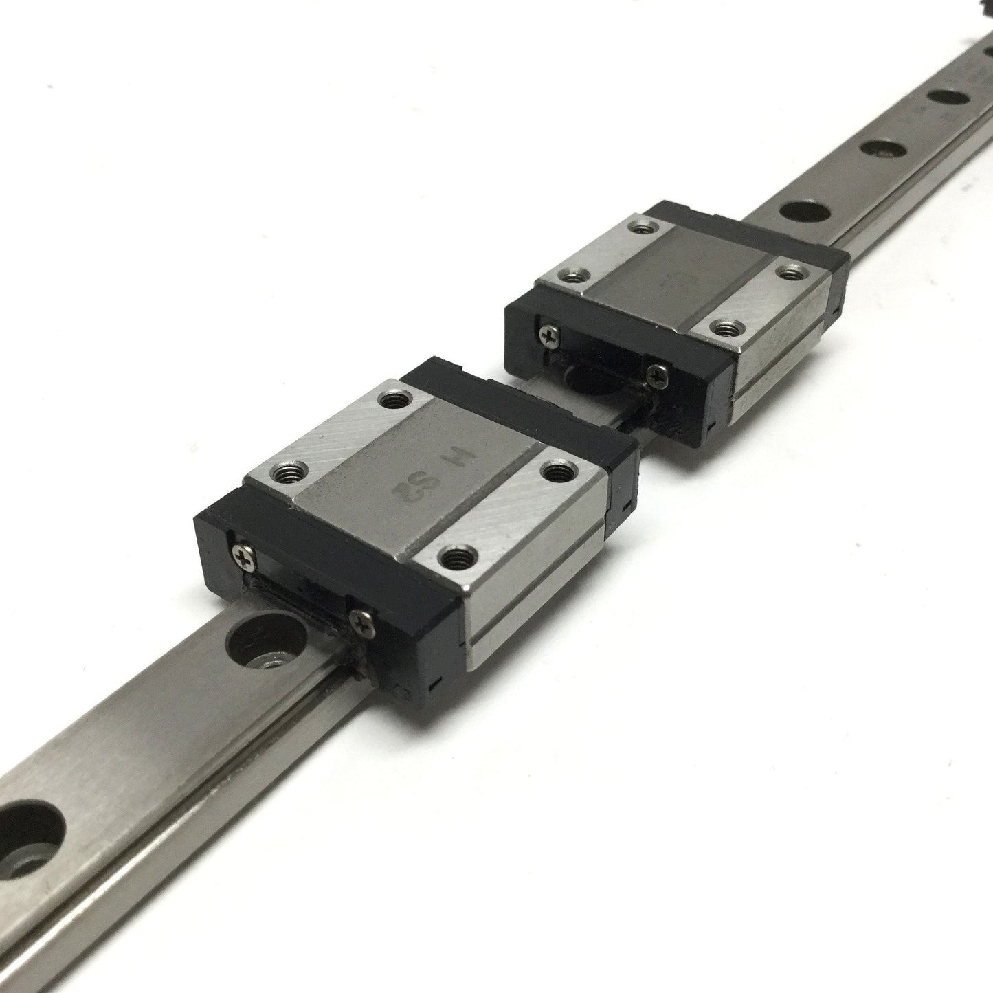 Used IKO LWL12B Ball Bearing Slide Carriage Blocks (x2) on 350mm Linear Guide Rail