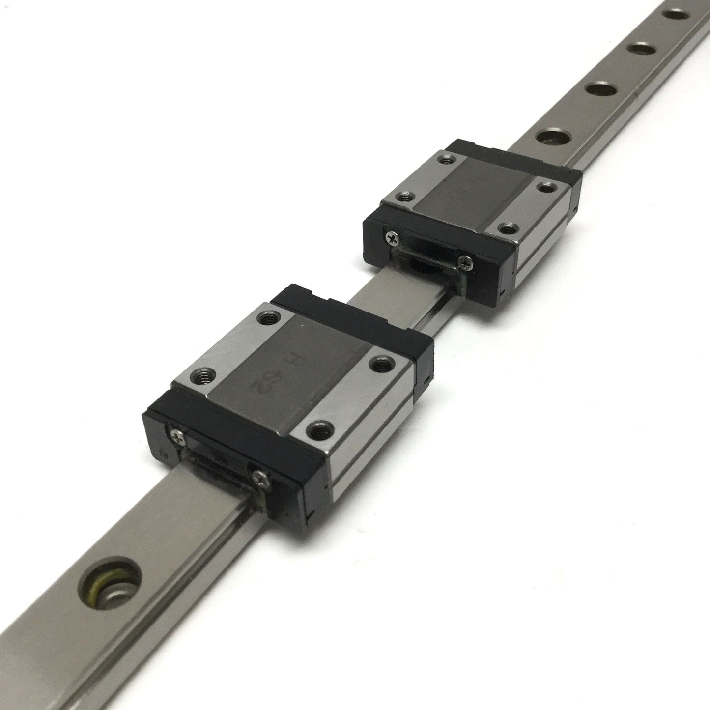 Used IKO LWL12B Ball Bearing Slide Carriage Blocks (x2) on 475mm Linear Guide Rail