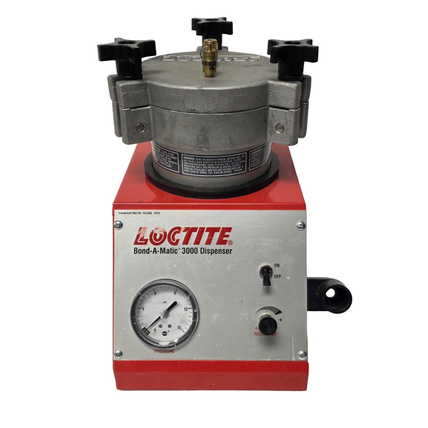 Used Loctite 982704 Bond A Matic 3000 Dispenser 0-15psi 10"H x 5"D Reservoir