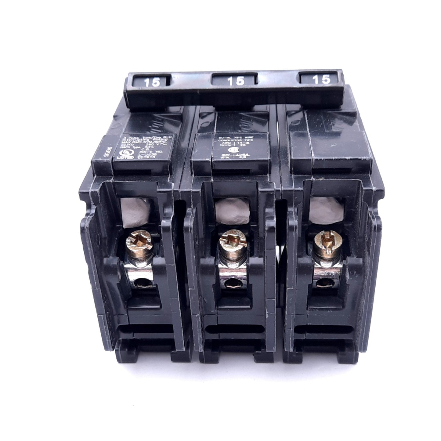 Used Siemens B315H Circuit Breaker, 3-Pole, 15A, 240VAC, Thermal Magnetic