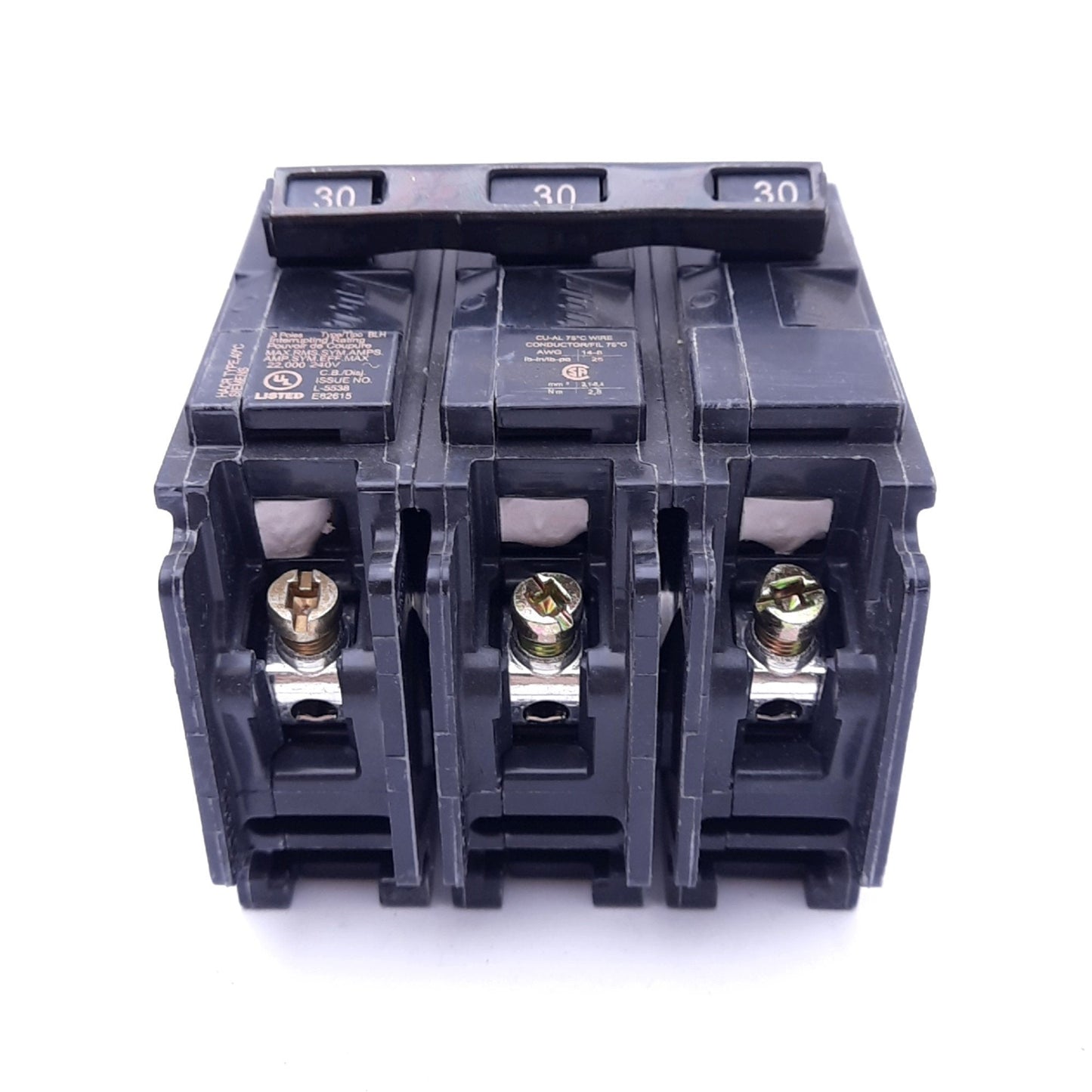 Used Siemens B330H Circuit Breaker, 3-Pole, 30A, 240VAC, Thermal Magnetic