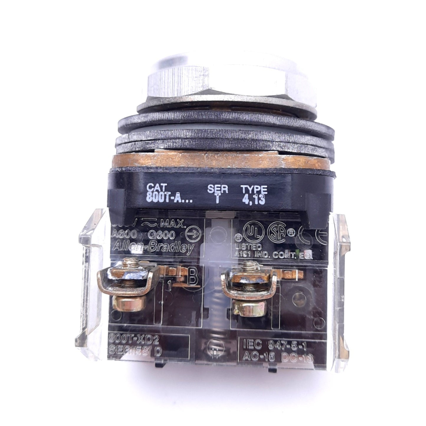 Used Allen Bradley 800T-A6D2 Flush Pushbutton Switch, ø30mm, 1NC 600VAC 10A Contact