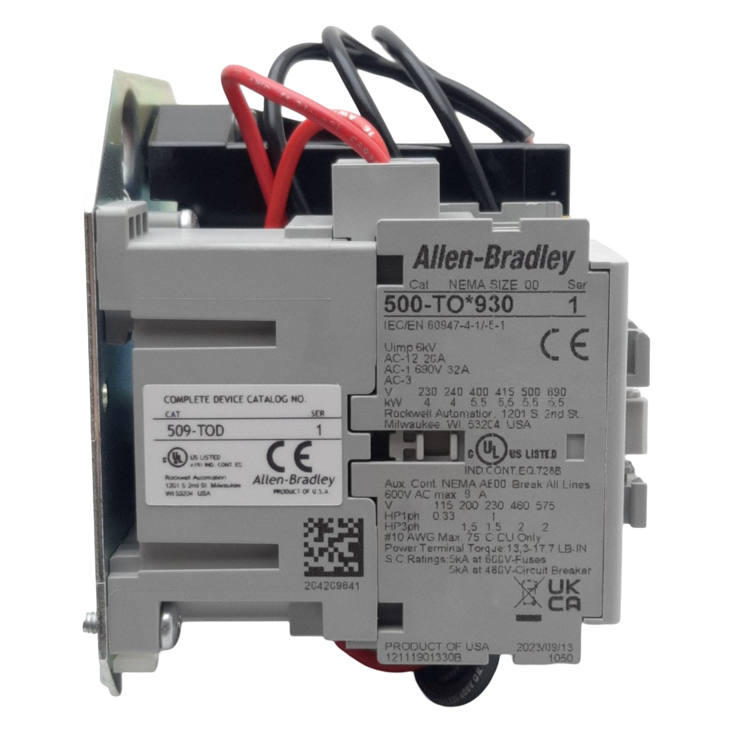 New Allen Bradley 509-TOD Full Voltage Starter, 7P 3PH, 600VAC 9A, 110/120VAC Coil