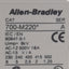 Used Allen Bradley 700-M220A1 Control Relay, 4P, 500VAC 16A 2NO+2NC, 110-120VAC Coil