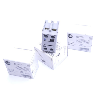 New Lot of 3 Allen Bradley 100-FA11 Auxiliary Contact Blocks, DPST 1NC 1NO, 10A
