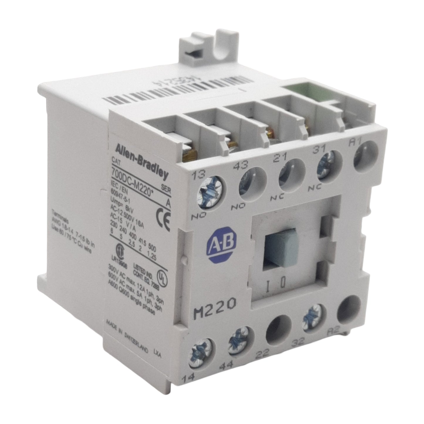 Used Allen Bradley 700DC-M220Z24 Control Relay, 4-P, 500VAC 16A 2NO + 2NC, 24VDC Coil