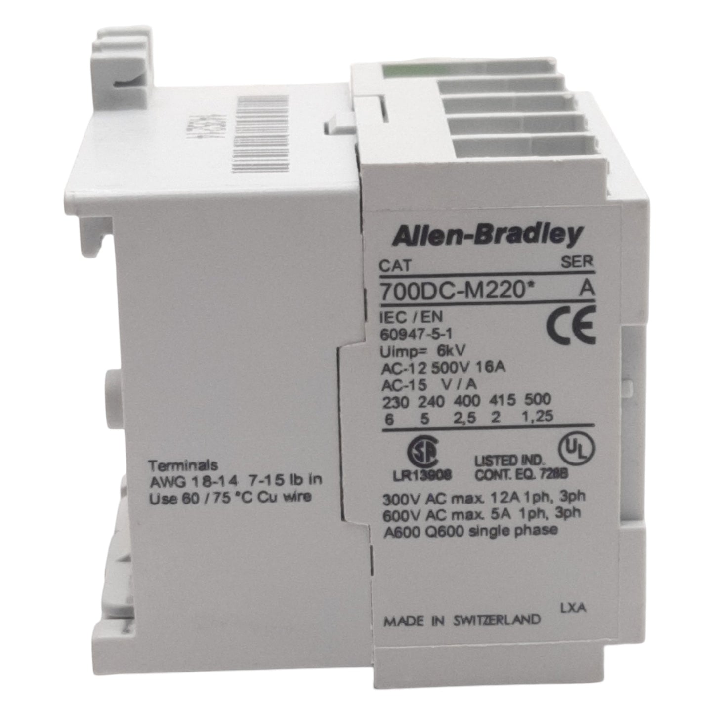 Used Allen Bradley 700DC-M220Z24 Control Relay, 4-P, 500VAC 16A 2NO + 2NC, 24VDC Coil