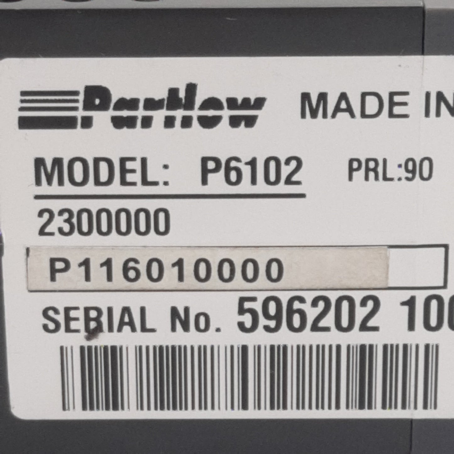 Used Partlow P116010000 Temperature Controller, SPDT 2A 120-240VAC Out, 100-240VAC In
