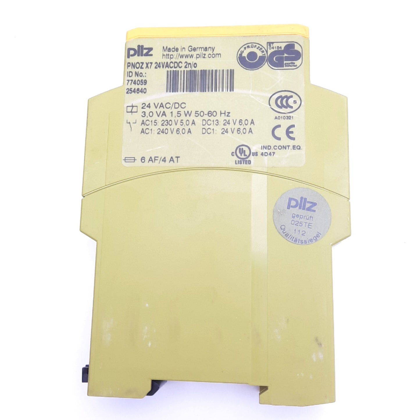 Used Pilz PNOZ X7 24VACDC 2n/o Safety Relay, 2 N.O., 240VAC 6A, 24VAC/DC Coil