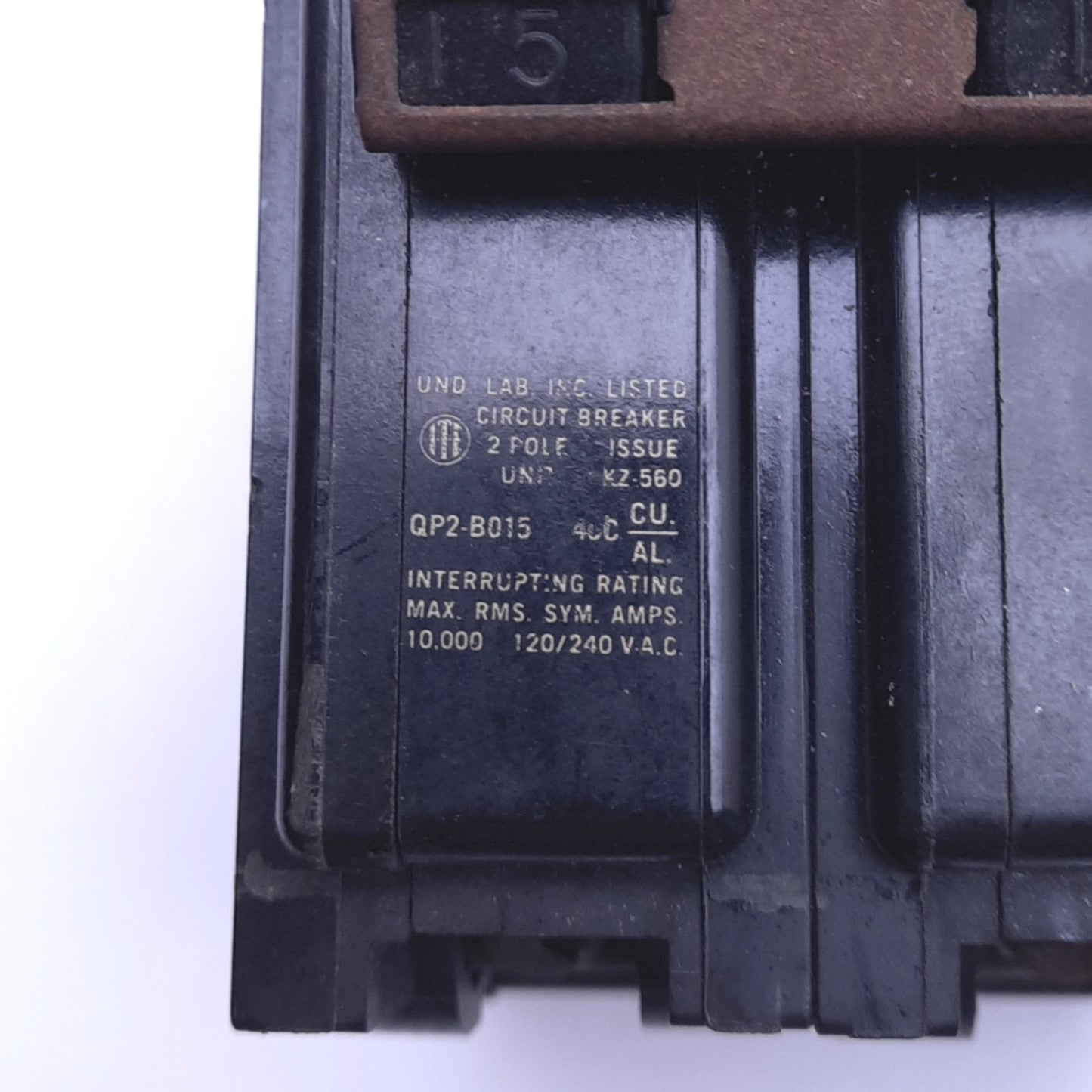 Used Lot of 2 ITE QP2-B015 Miniature Circuit Breakers, 2-Pole, 15A, 120/240VAC