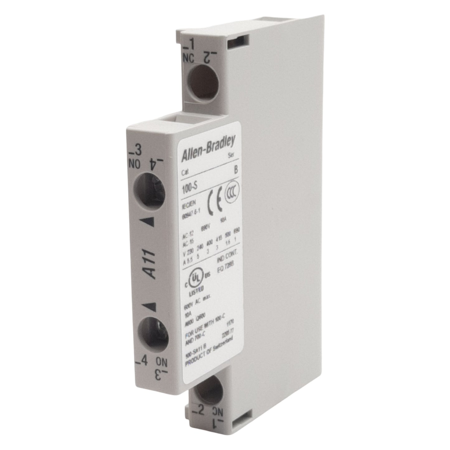 New Lot of 2 Allen Bradley 100-SA11 Auxiliary Contact Block, 2P 1NO + 1NC 600VAC 10A