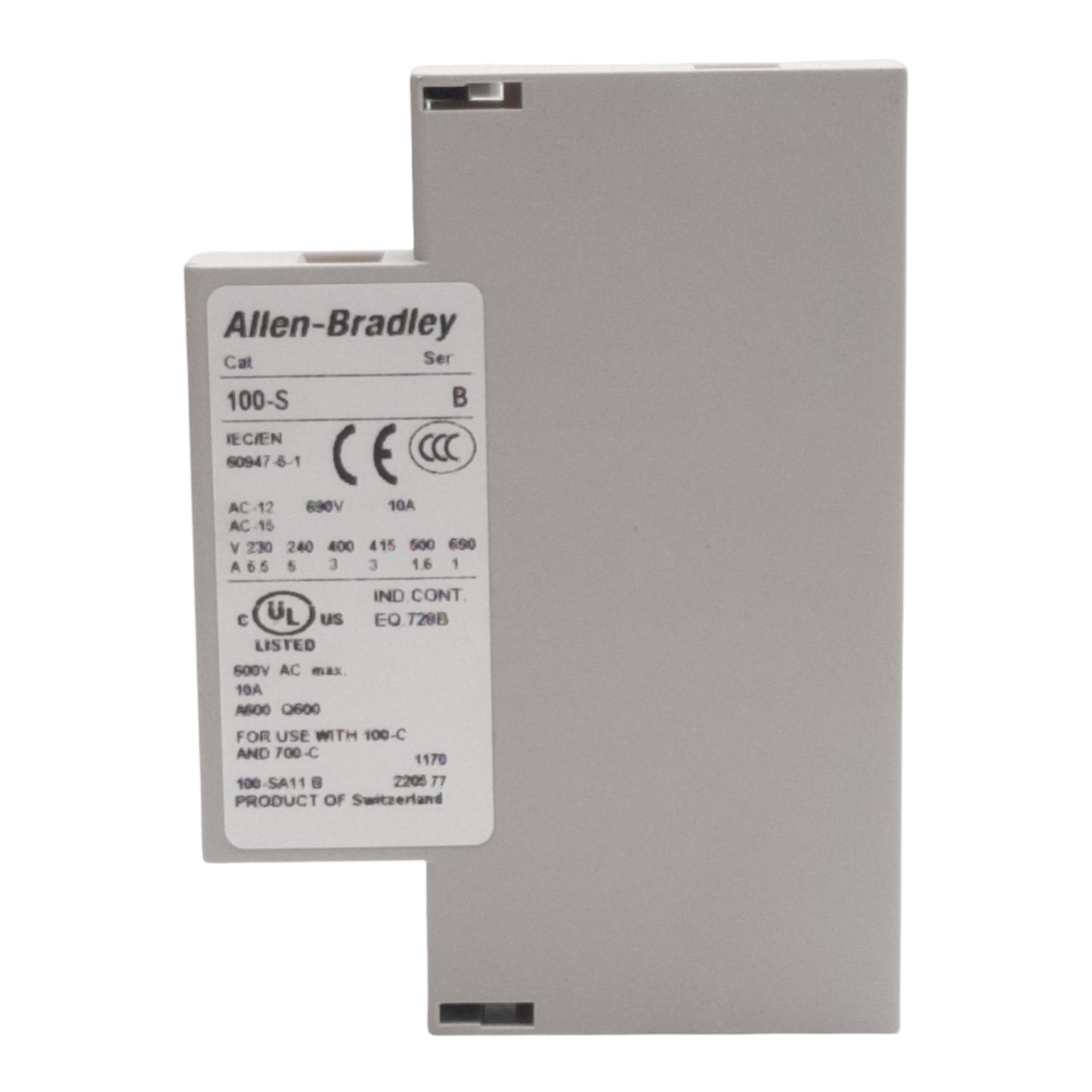 New Lot of 2 Allen Bradley 100-SA11 Auxiliary Contact Block, 2P 1NO + 1NC 600VAC 10A