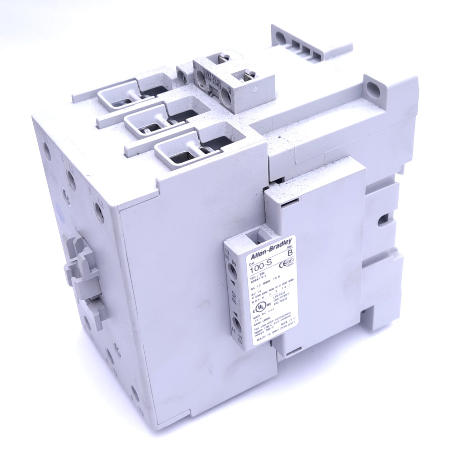 Used Allen Bradley 100-C60D00 Contactor, 3-Pole, 60A 460VAC 3-Phase, 110/120VAC Coil