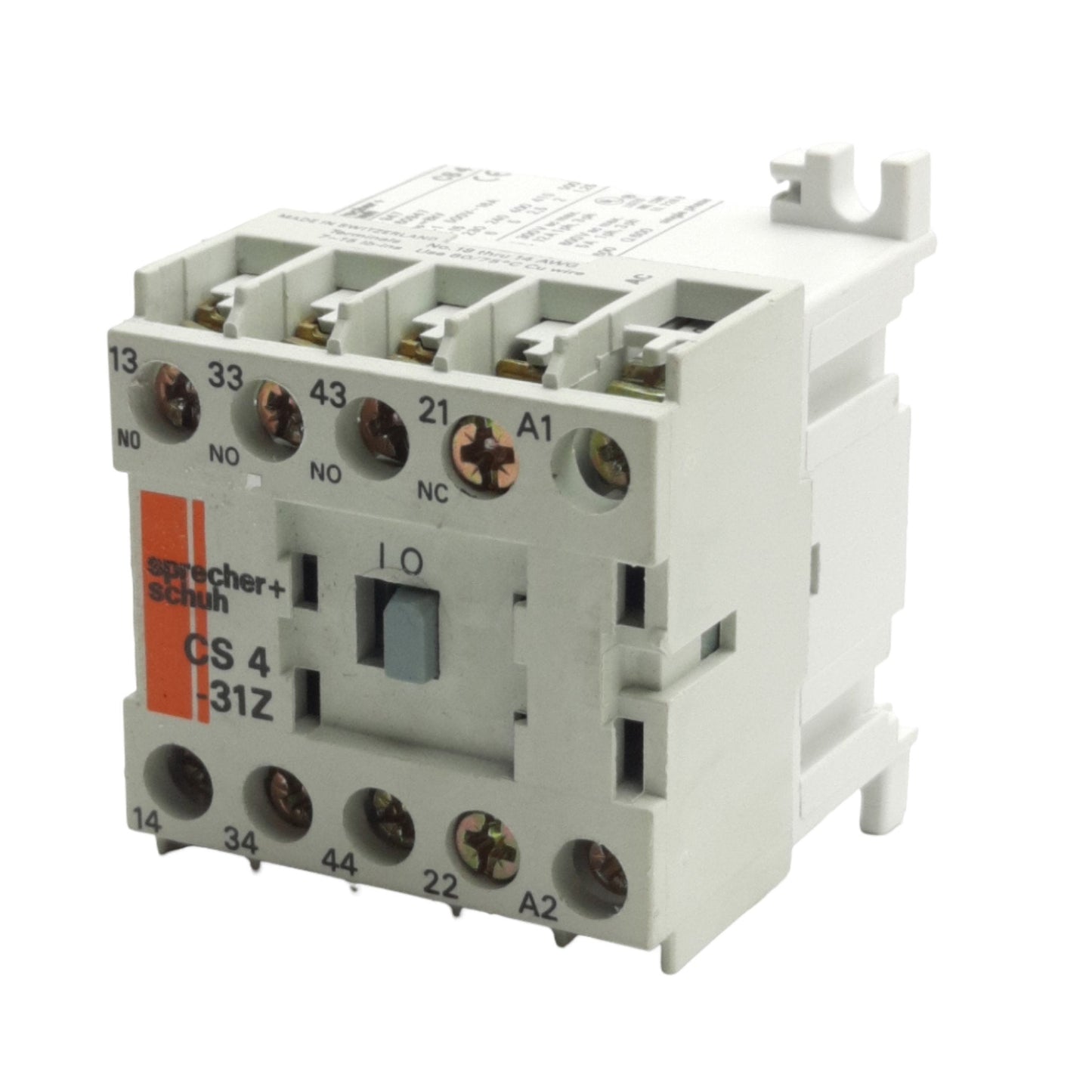 Used Sprecher & Schuh CS4-31Z-120 Relay Module, 3NO + 1NC 500VAC 16A, 120VAC Coil