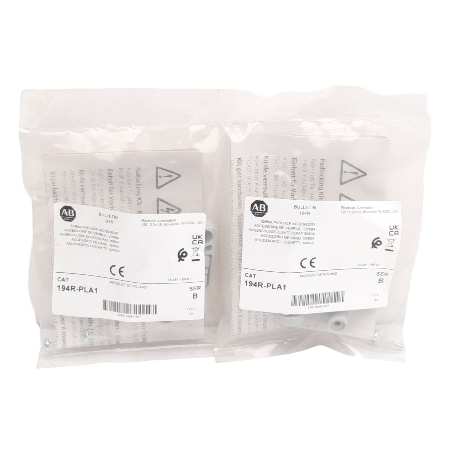 New Lot of 2 Allen Bradley 194R-PLA1 Disconnect Switch Padlock Accessory, ø3-6mm