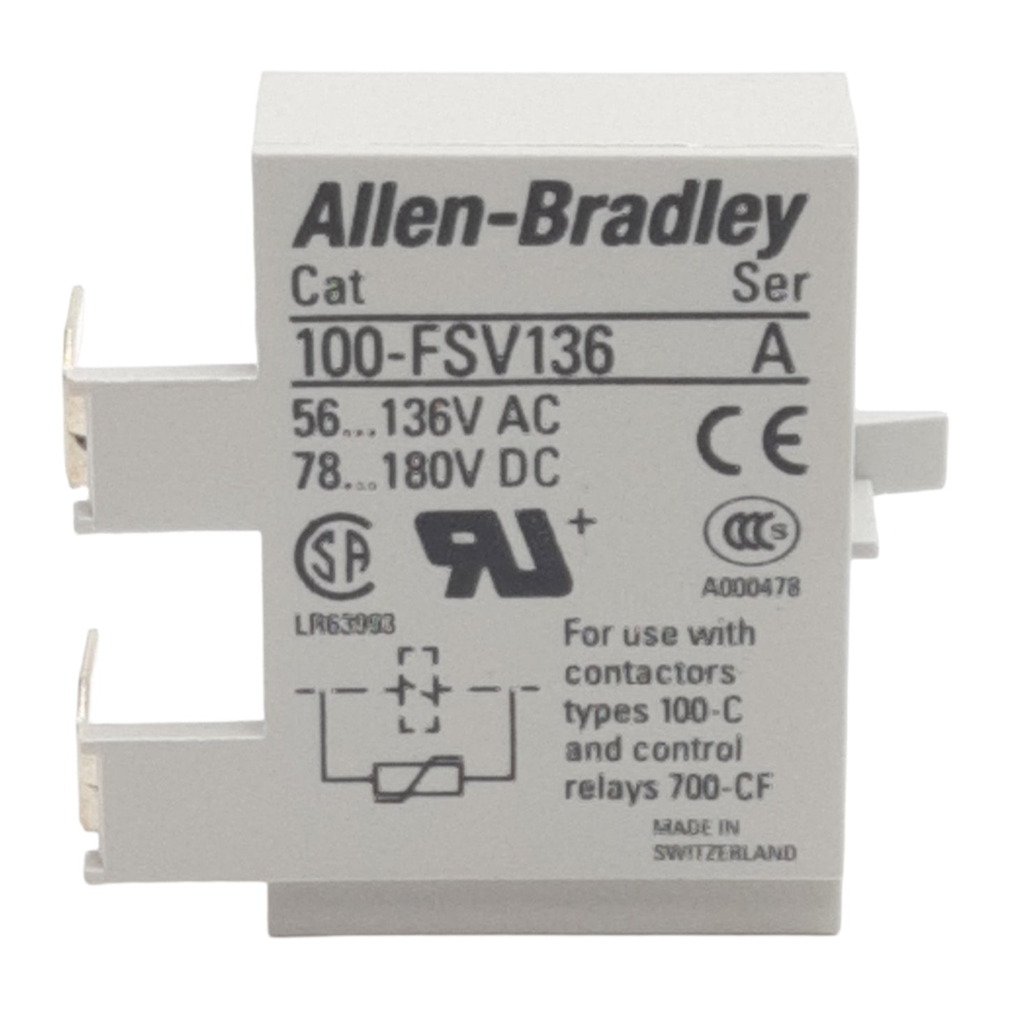 New Lot of 2 Allen Bradley 100-FSV136 Surge Suppressor Varistor 56-136VAC, 78-180VDC