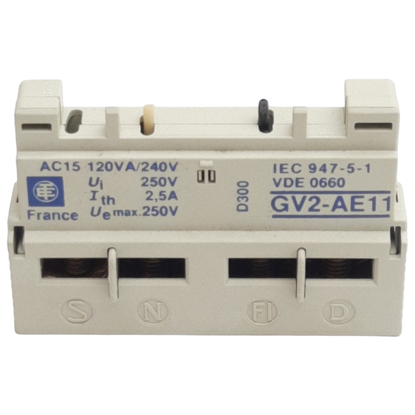 New Telemecanique GV2-AE11 Auxiliary Contact Block, 2-Pole, 1NO + 1NC, 2.5A 250VAC