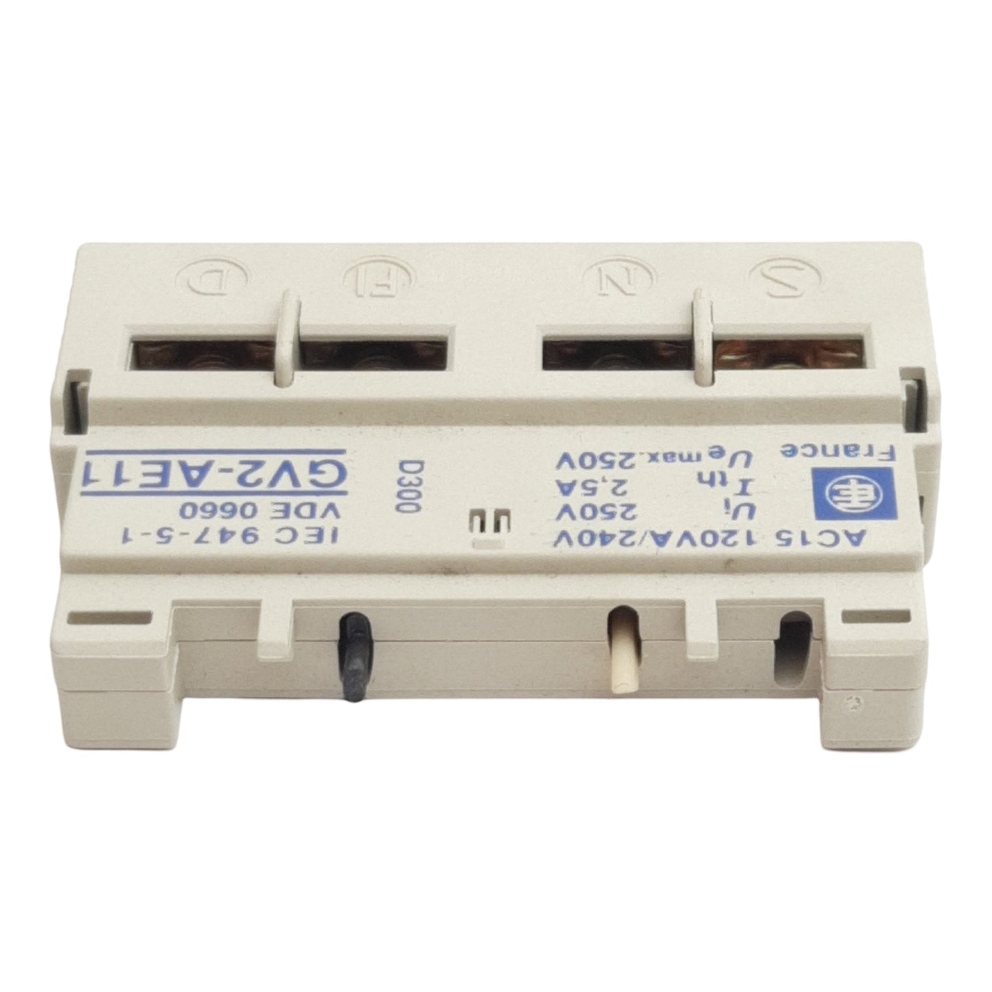 New Telemecanique GV2-AE11 Auxiliary Contact Block, 2-Pole, 1NO + 1NC, 2.5A 250VAC