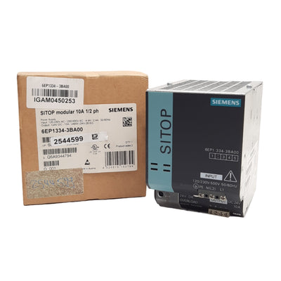 New Siemens 6EP1334-3BA00 SITOP Power Supply 120/230-500VAC Input, 24VDC Output 240W