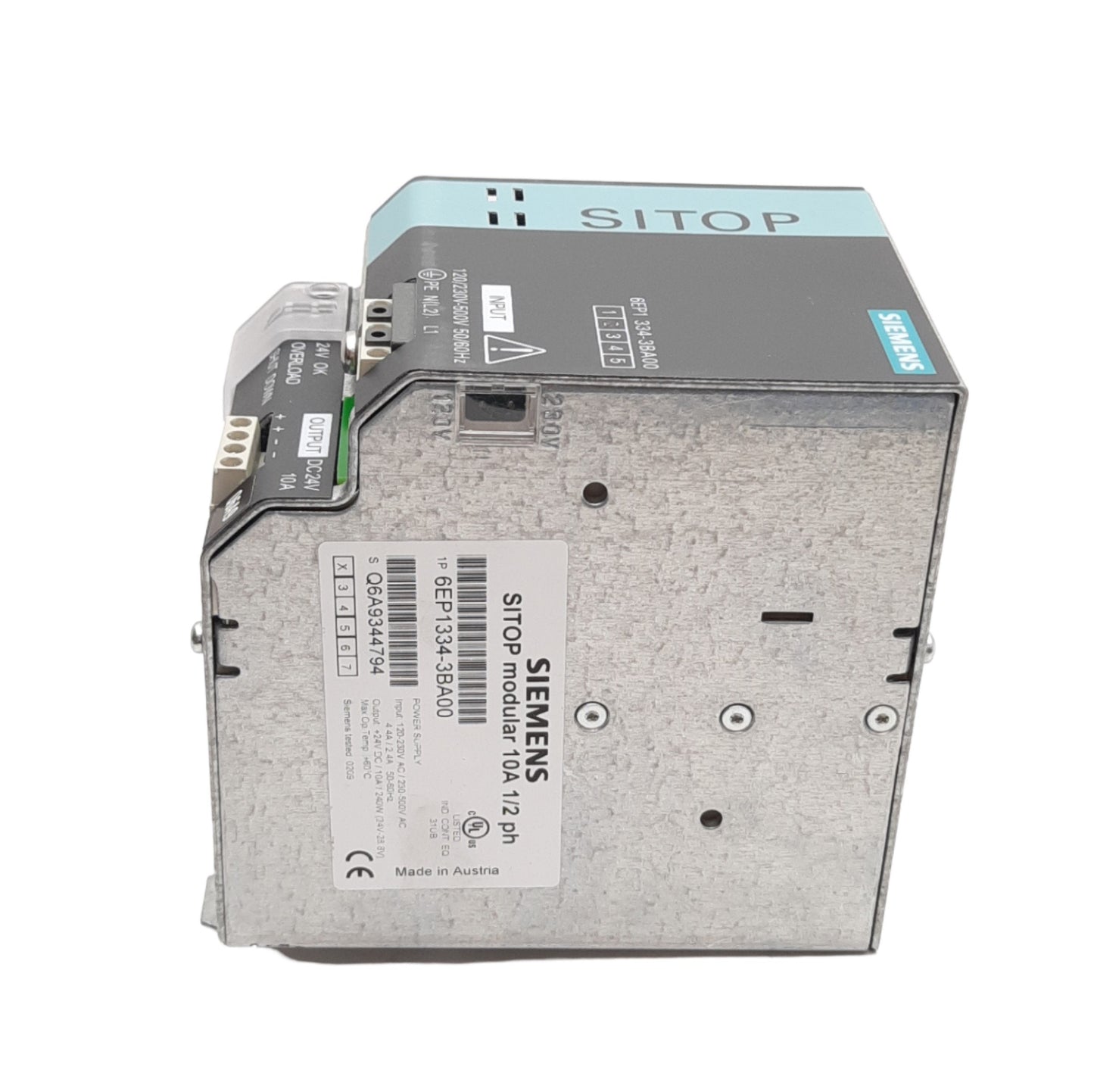 New Siemens 6EP1334-3BA00 SITOP Power Supply 120/230-500VAC Input, 24VDC Output 240W