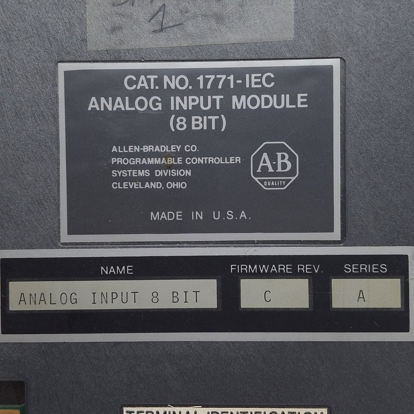 Used Allen Bradley 1771-IEC Series A Analog Input Module, 8-Bit, Firmware Rev C