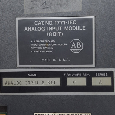 Used Allen Bradley 1771-IEC Series A Analog Input Module, 8-Bit, Firmware Rev C