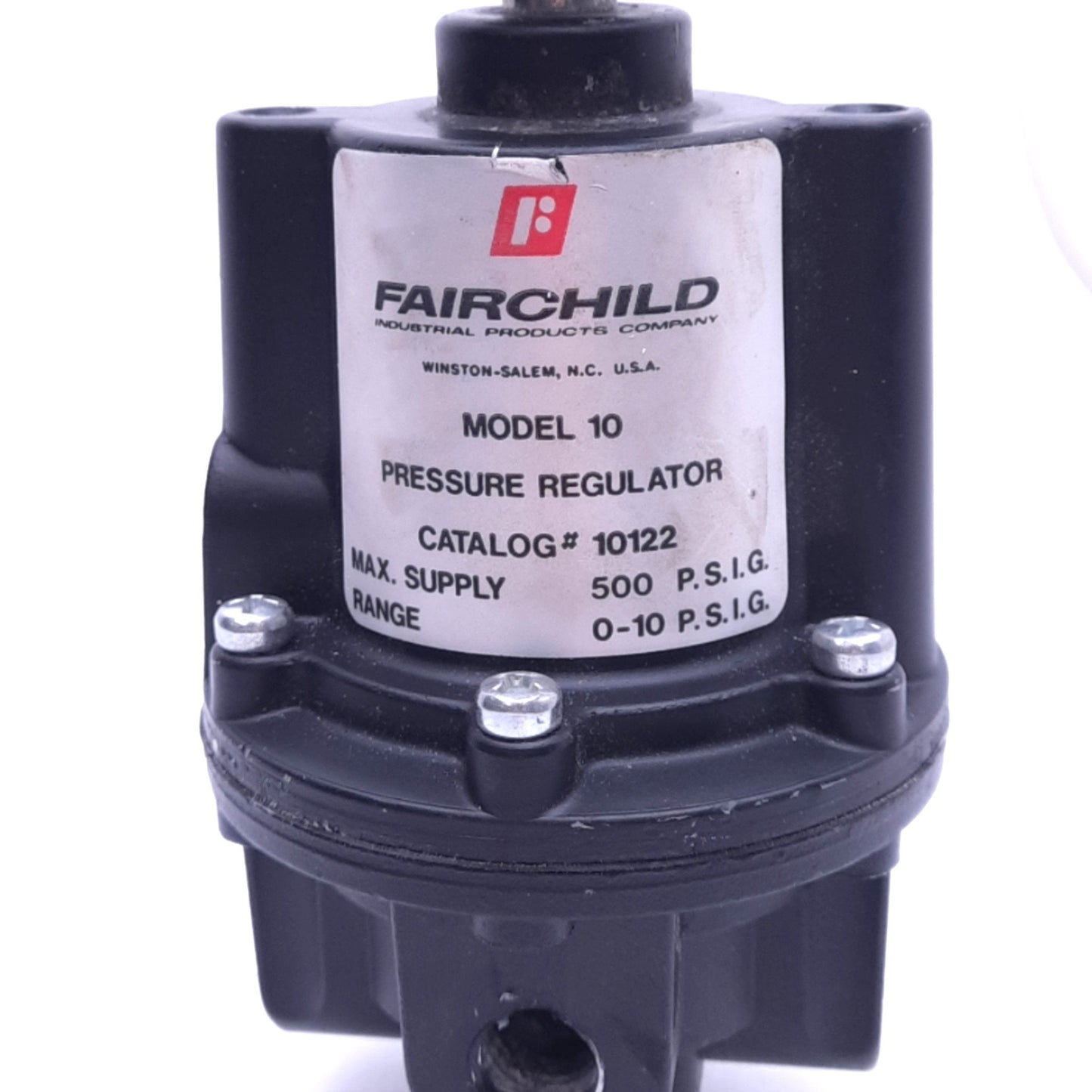Used Fairchild 10122 Model 10 Pressure Regulator, 0-10psi Set, 500psi Max, 1/4 NPT