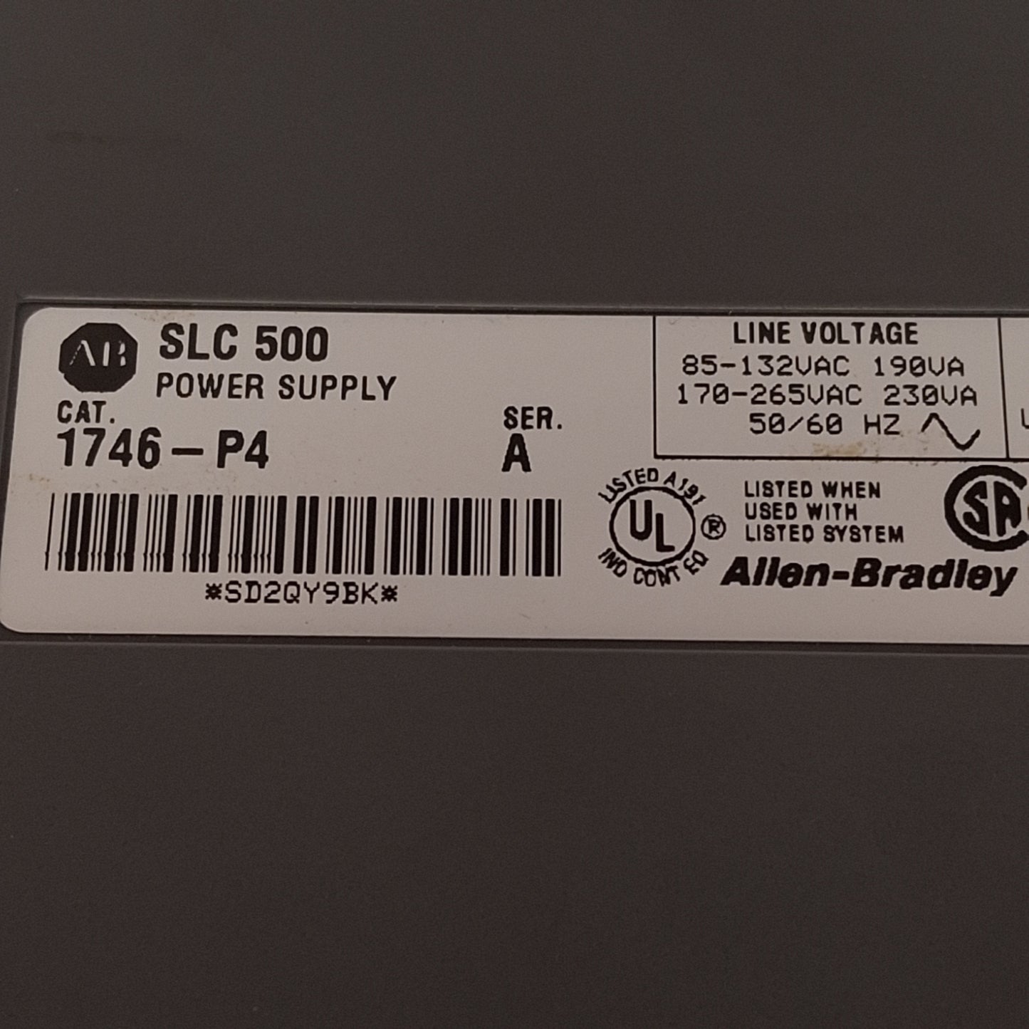 Used Allen Bradley 1746-P4 & 1746-A13 SLC 500 Power Supply & Rack, 13-Slot, 120VAC