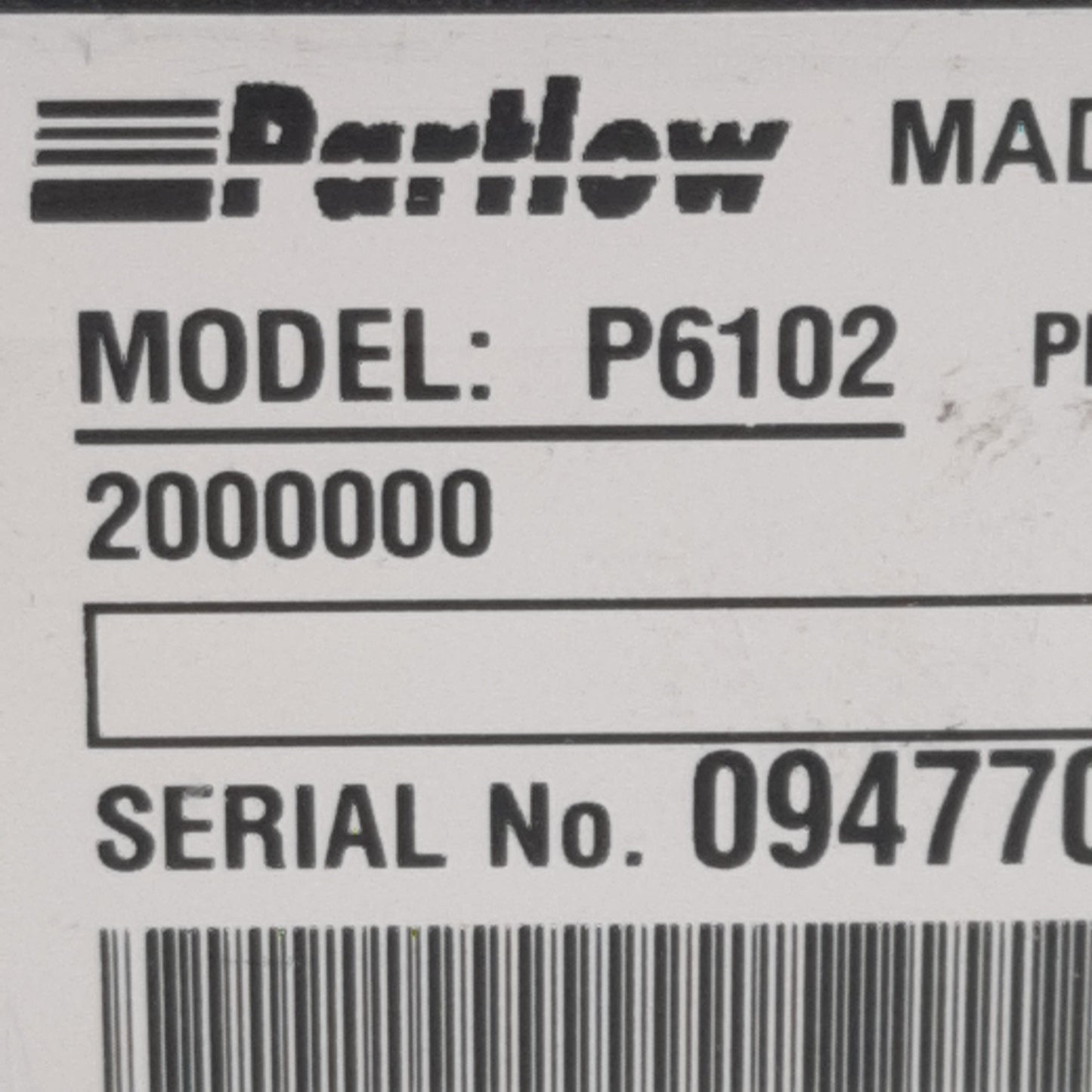 Used Partlow P6102 Temperature Controller, SPDT, 2A 120-240VAC Out, 100-240VAC In