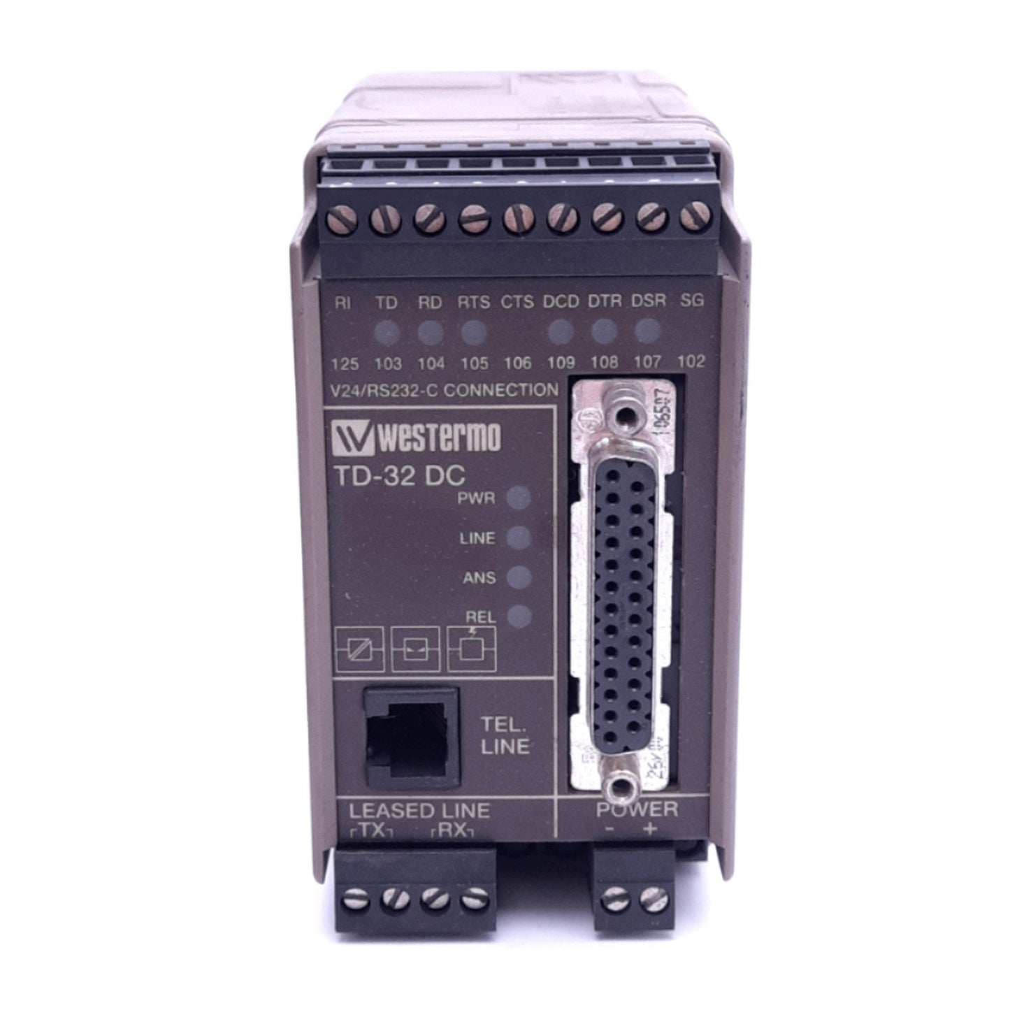 Used Westermo TD-32 DC EU 3178-0090 PSTN Leased Line Modem, RS-232-C, DB25F, 12-36VDC
