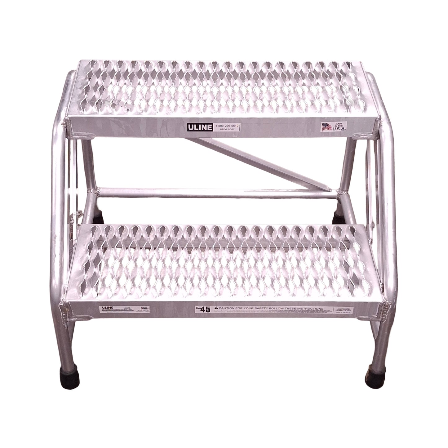 New ULINE H-7905 Aluminum Step Stand, 2-Steps, 27in W x 22in D x 20in H, 500lbs