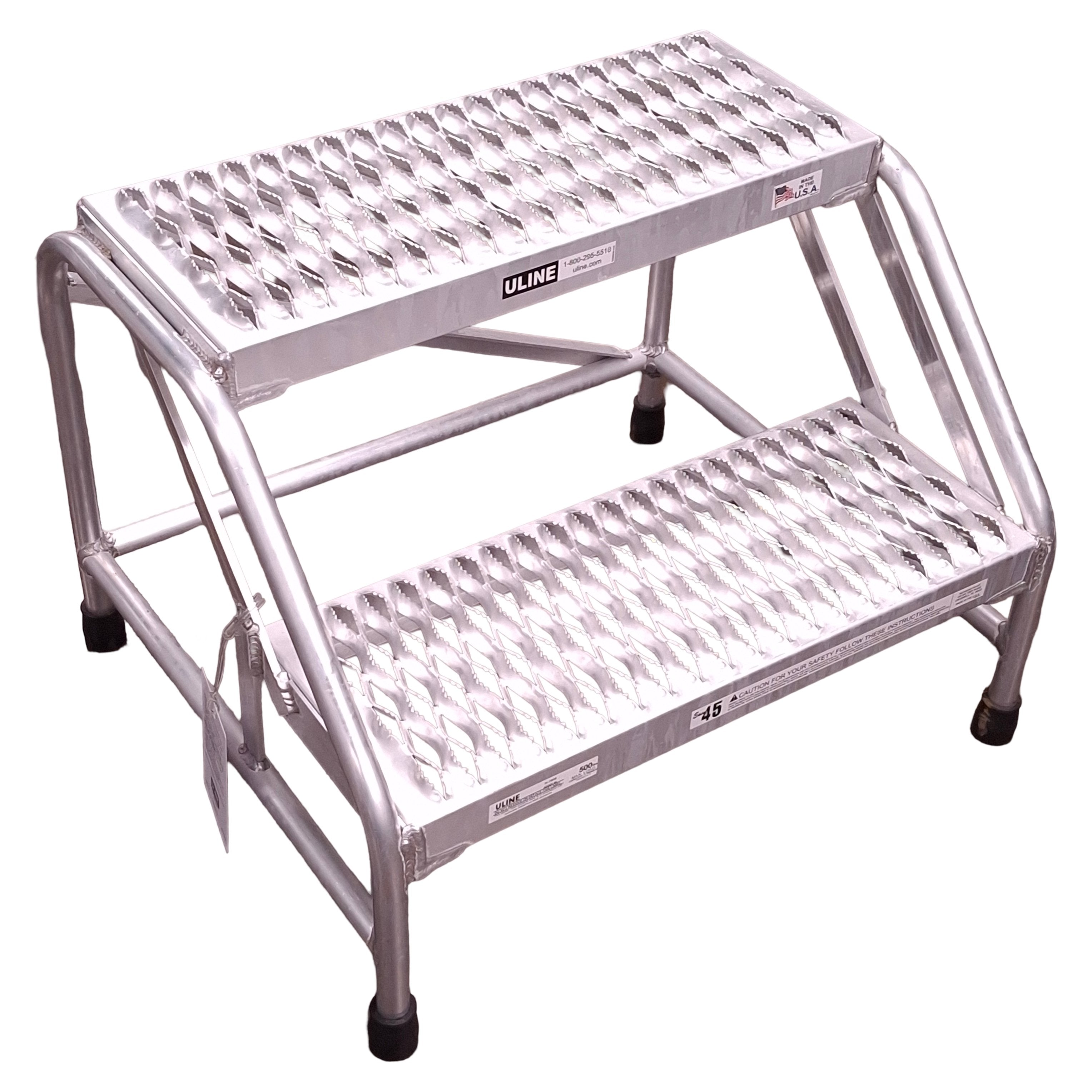 ULINE H-7905 Aluminum Step Stand, 2-Steps, 27in W x 22in D x 20in H, 5 ...