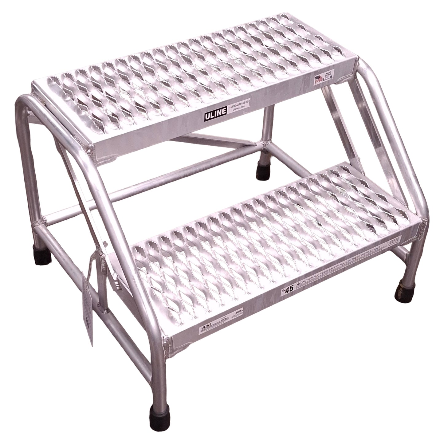 New ULINE H-7905 Aluminum Step Stand, 2-Steps, 27in W x 22in D x 20in H, 500lbs