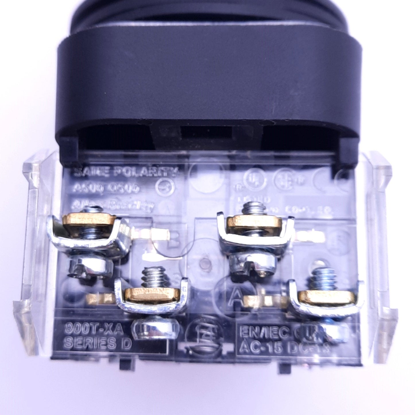 Used Allen Bradley 800T-QAH2R Red Pushbutton Switch w/ Guard, ø30mm, 1NO 1NC, 130V