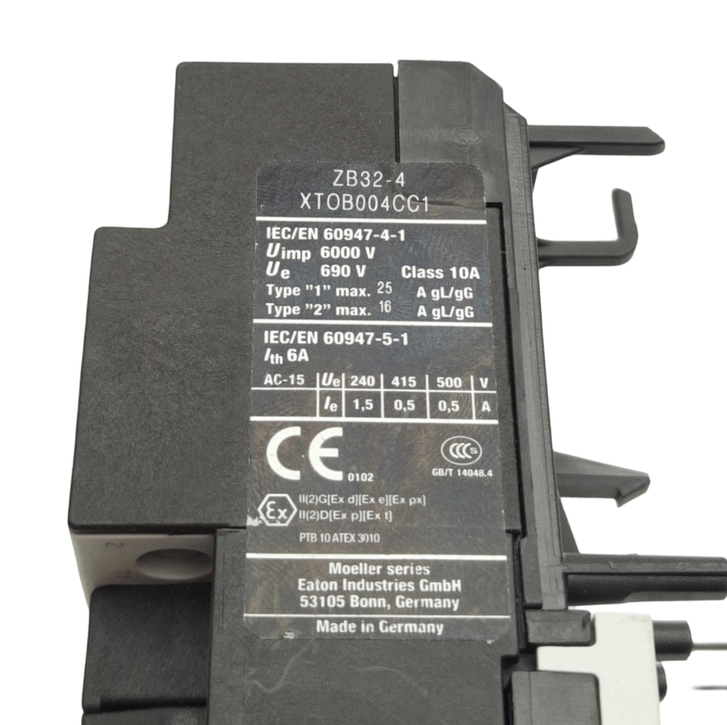 Used Eaton ZB32-4 278499 Overload Relay 2.4-4A Trip, 1NO + 1NC, 600VAC