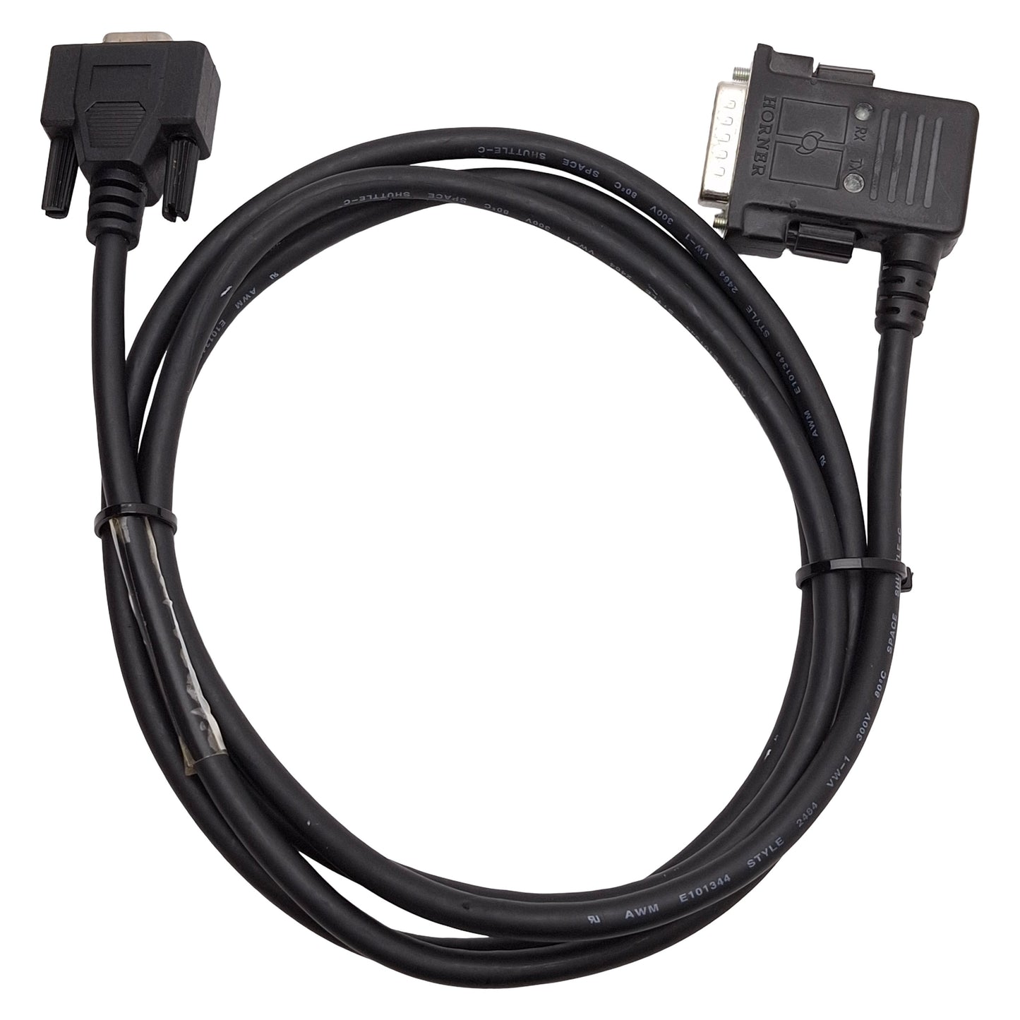 Used Horner HE693SNP306AX RS-232 to RS-485 SNP Adapter Cable, DB9F to DB15M, 6ft
