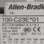 Used Allen Bradley 100-C23EJ01 Contactor, 3-Pole + 1N.C., 23A 600VAC, 24VDC Coil