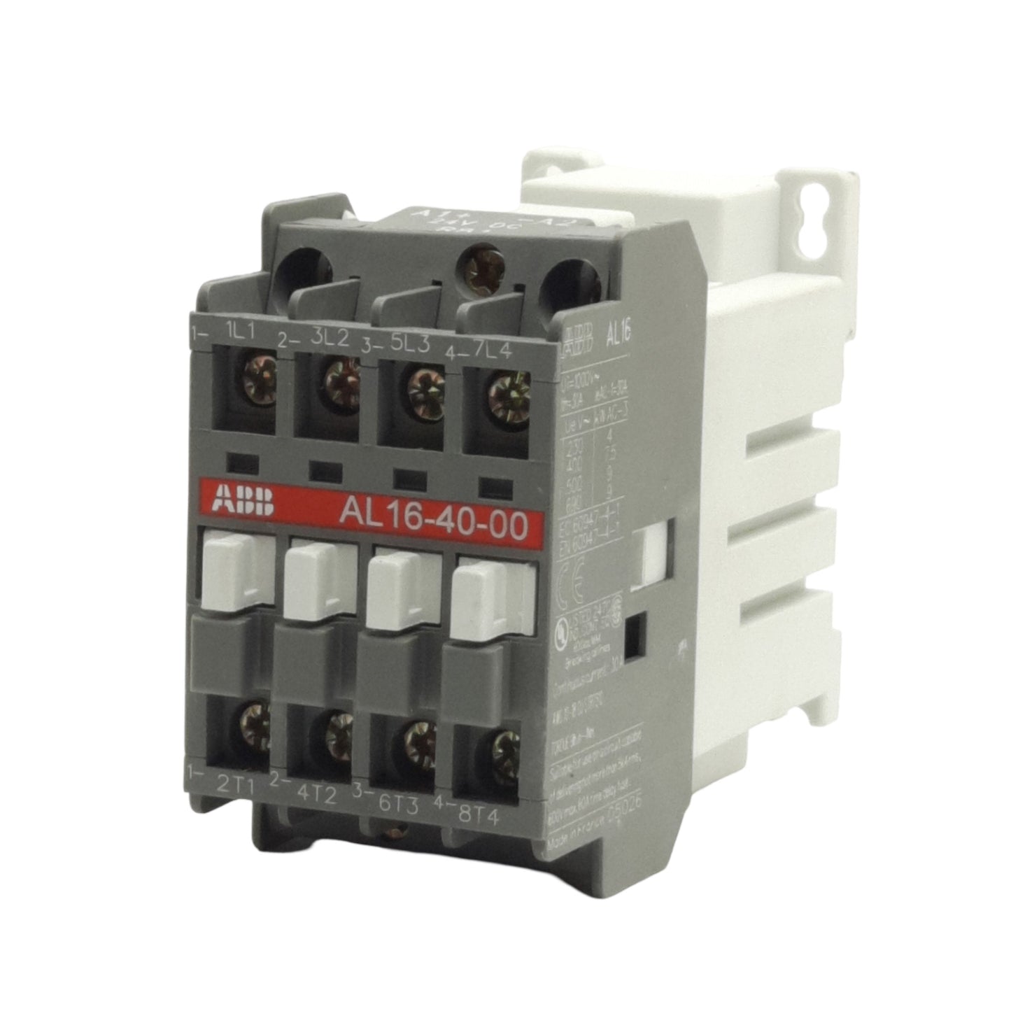Used ABB AL16-40-00 Line Contactor 4-Pole, 30A 600VAC, DIN Rail, 24VDC Coil