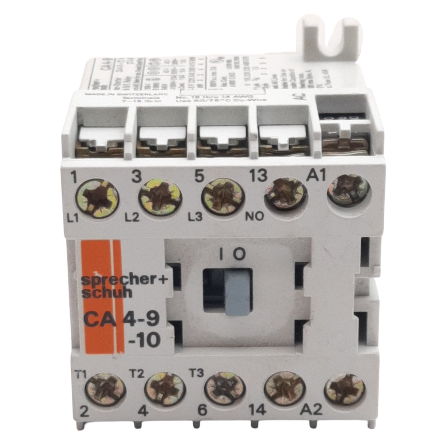 Used Sprecher Schuh CA4-9-10 Contactor, 3-Pole + 1N.O., 12A 600VAC, 110-120VAC Coil