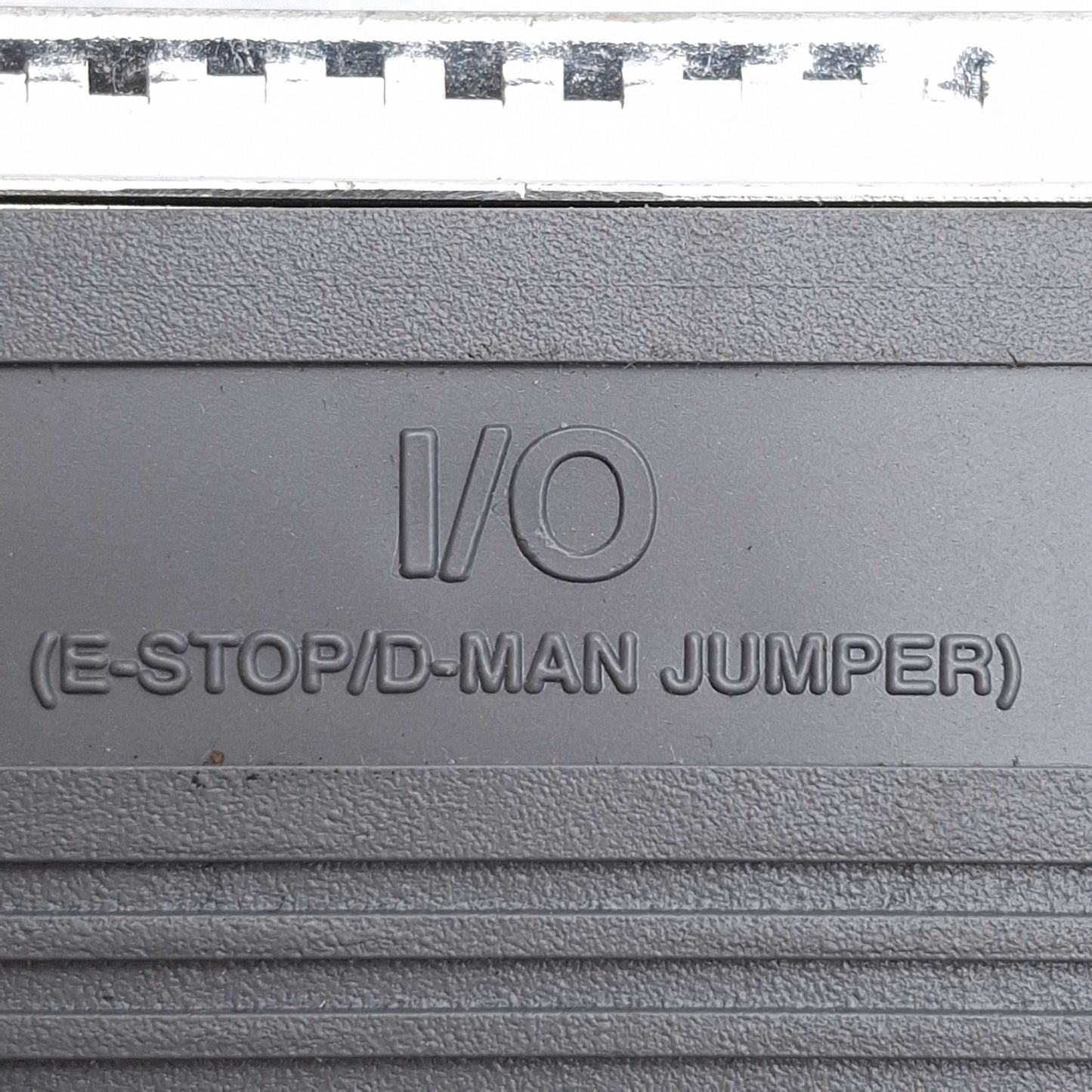 Used Adept Technology I/O E-STOP/D-MAN 4-Pin Jumper Dongle, DB50 Male Profile, Gray